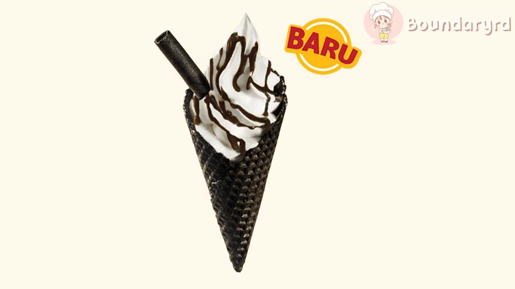 Ice Cream Cone Vanilla Black Waffle Cone
